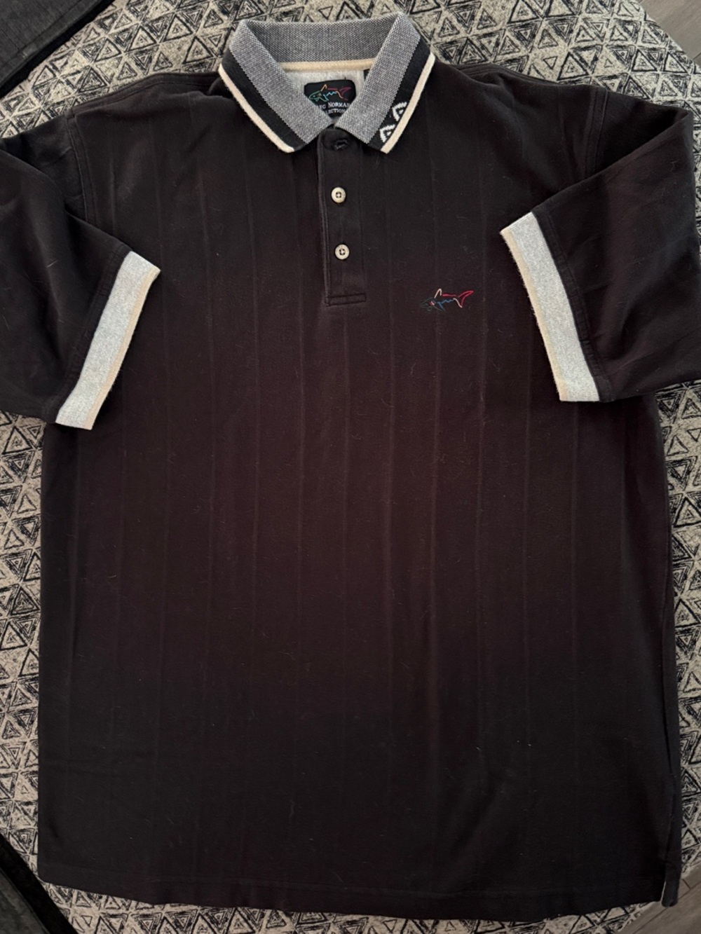 Greg Norman Collection Black Polo with Gray Trim